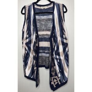 Democracy Women’s Open Cardigan Sleeveless Sweater Vest Pockets Medium Open Knit